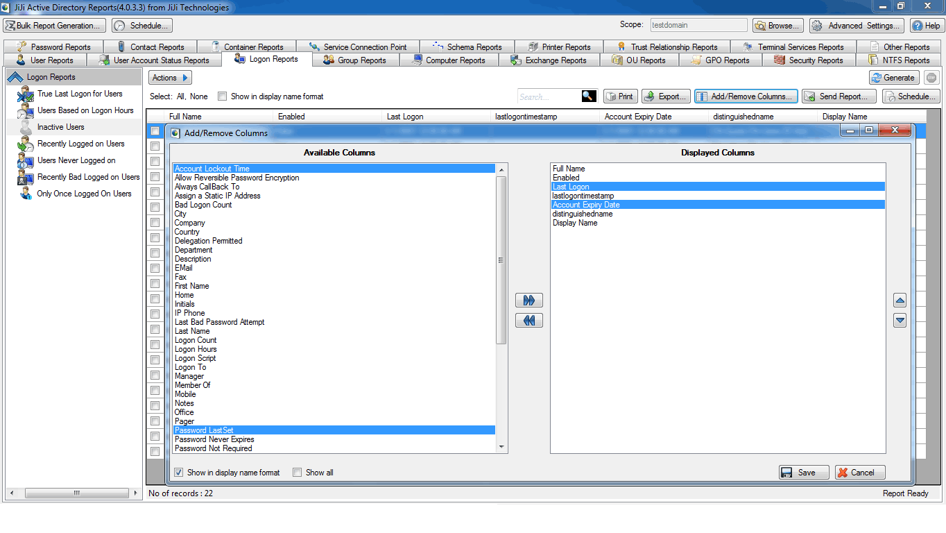 Active Directory Inactive Users Report